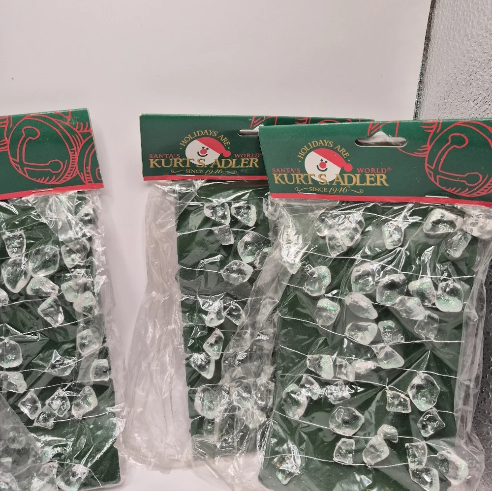 Kurt Adler Clear Ice Rock Garland 4 New In Package